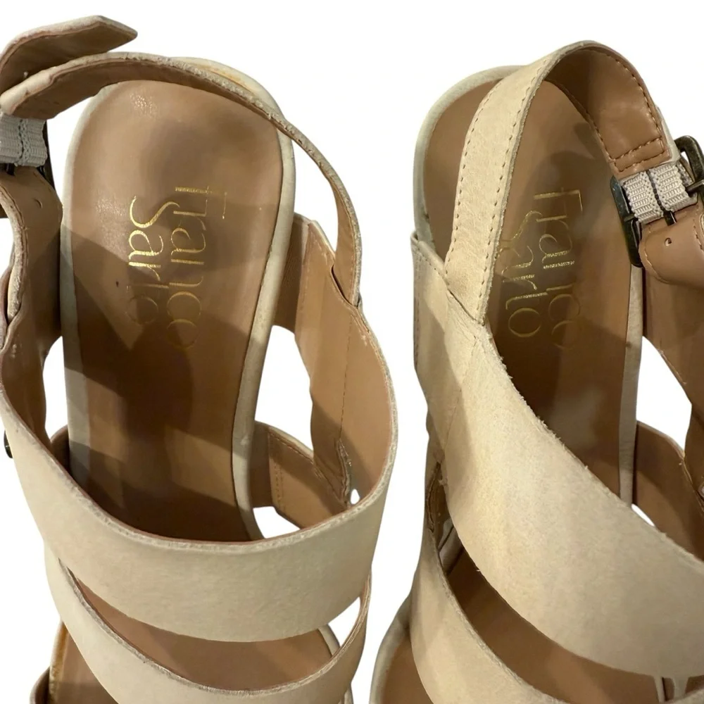 Franco Sarto Elegant Cream Nubuck Leather Platform Strappy Heels Size 8.5 - Picture 5 of 7